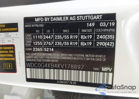 2019 Mercedes-Benz Glc 300 4Matic from USA, damaged, VIN WDC0G4KB4KV178897